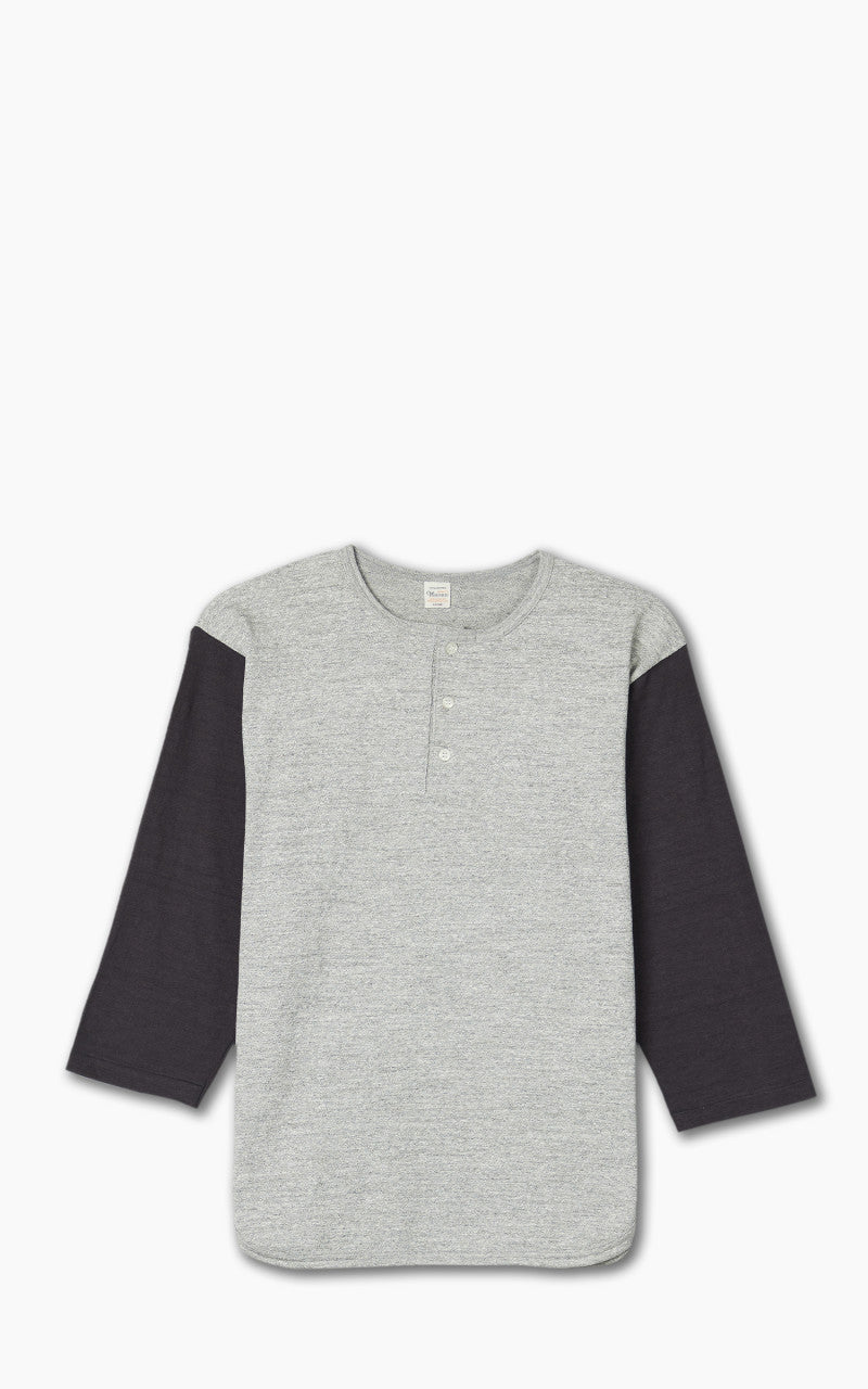 Warehouse & Co. Lot 4058 Three Quarter Baseball Henley T-Shirt Heather Grey/Sumikuro