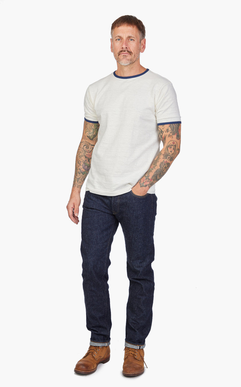 Warehouse & Co. Lot 4059 Ringer Tee No Print Cream/Navy