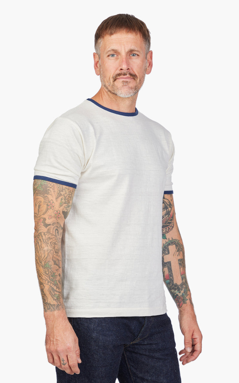 Warehouse & Co. Lot 4059 Ringer Tee No Print Cream/Navy