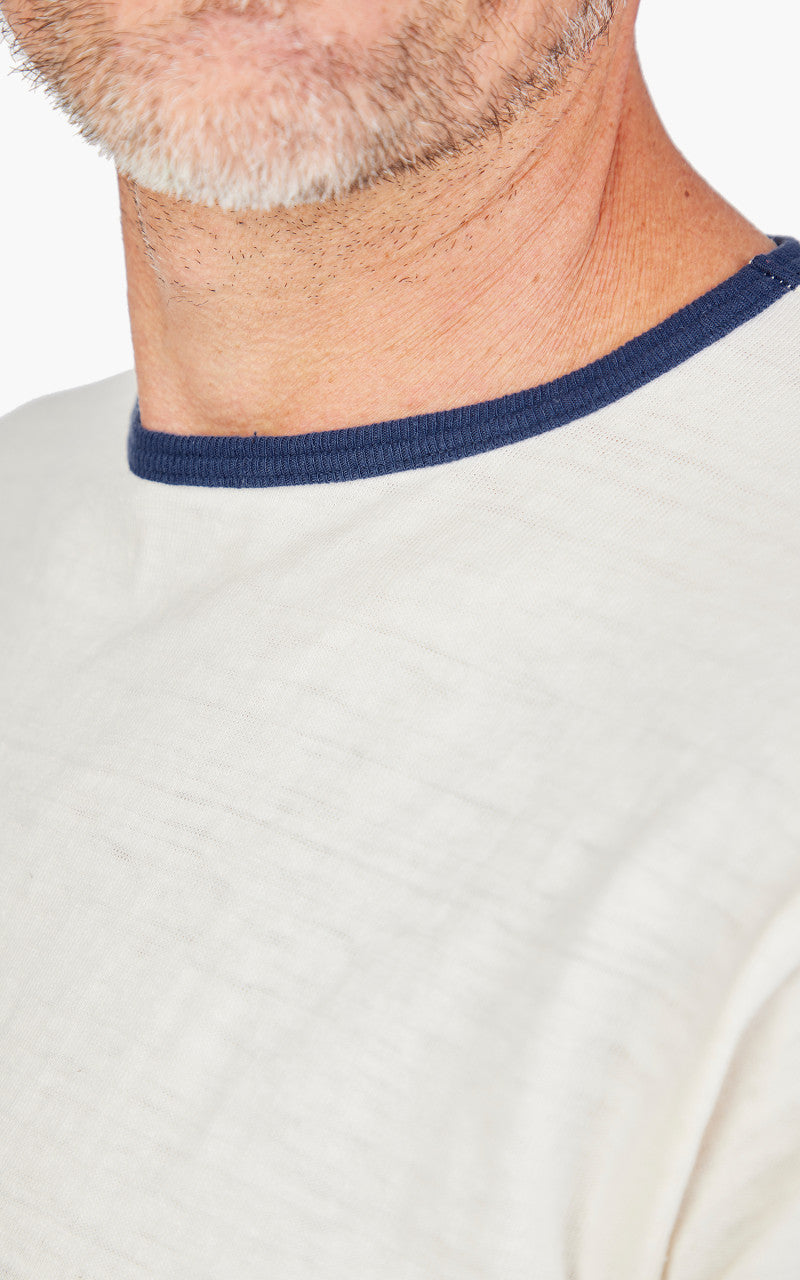 Warehouse & Co. Lot 4059 Ringer Tee No Print Cream/Navy