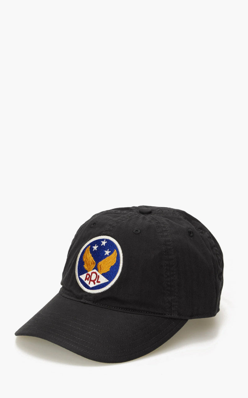 RRL Winged-Logo Baseball Cap Garment-Dyed Black