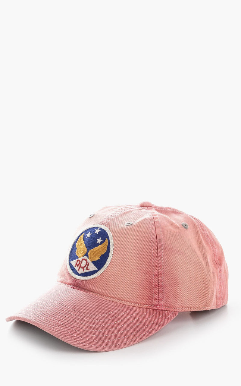 RRL Winged-Logo Baseball Cap Garment-Dyed Verblasstes Rot
