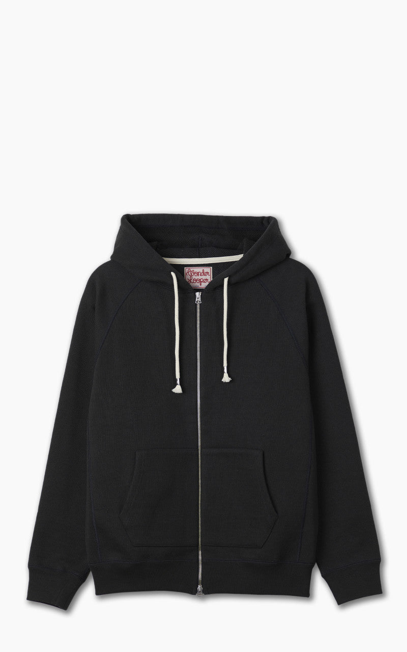Wonder Looper Zip Hoodie Double Heavyweight French Terry Sumi Black