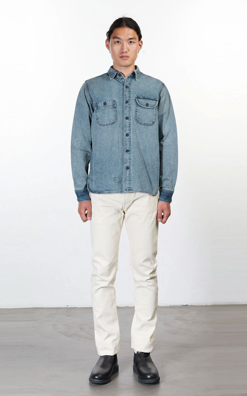 Rogue Territory Work Shirt Washed Out Indigo Selvedge Canvas