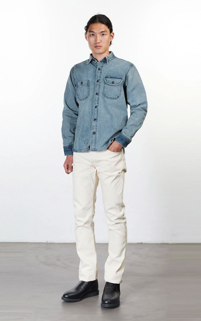 Rogue Territory Work Shirt Washed Out Indigo Selvedge Canvas