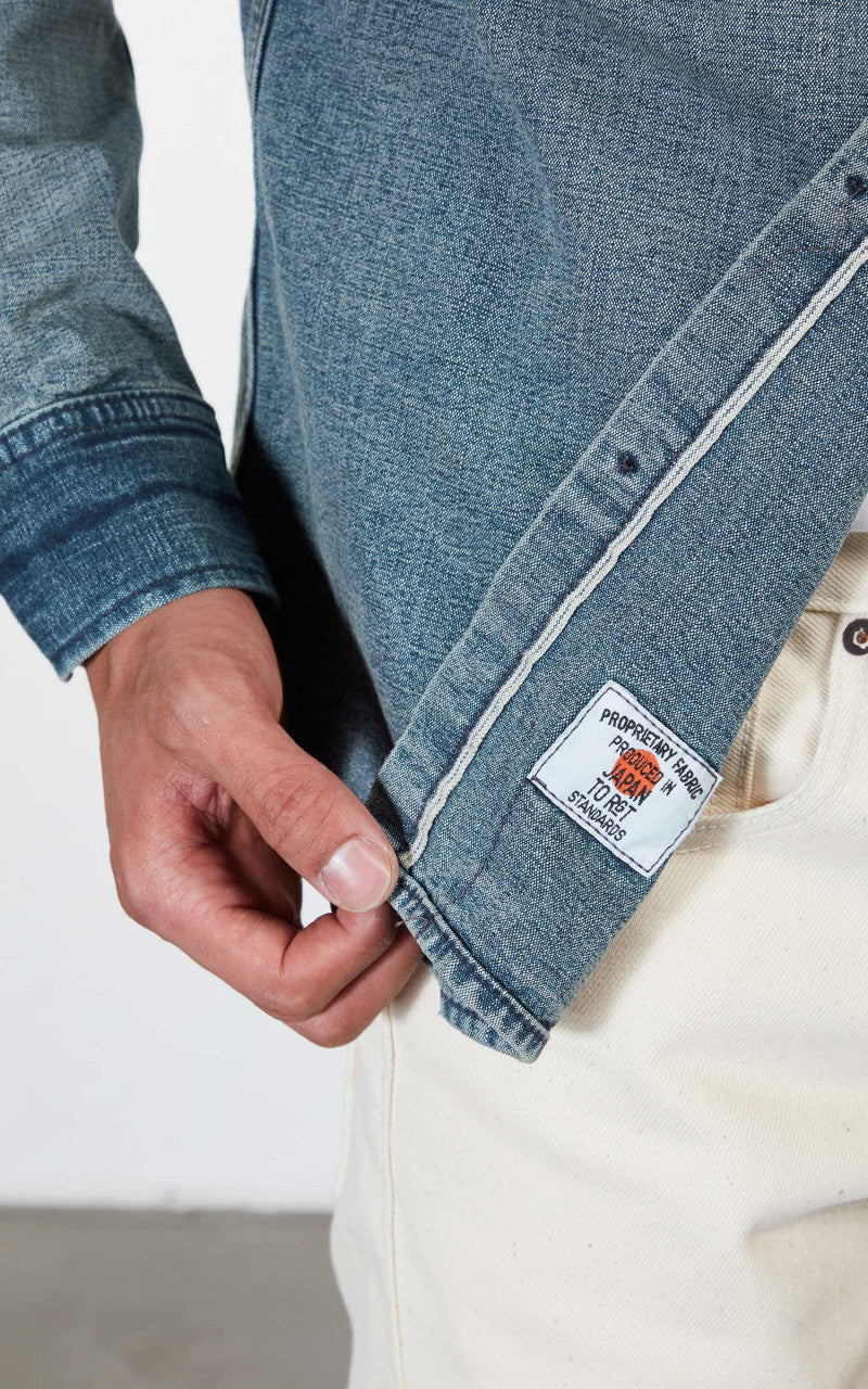 Rogue Territory Work Shirt Washed Out Indigo Selvedge Canvas