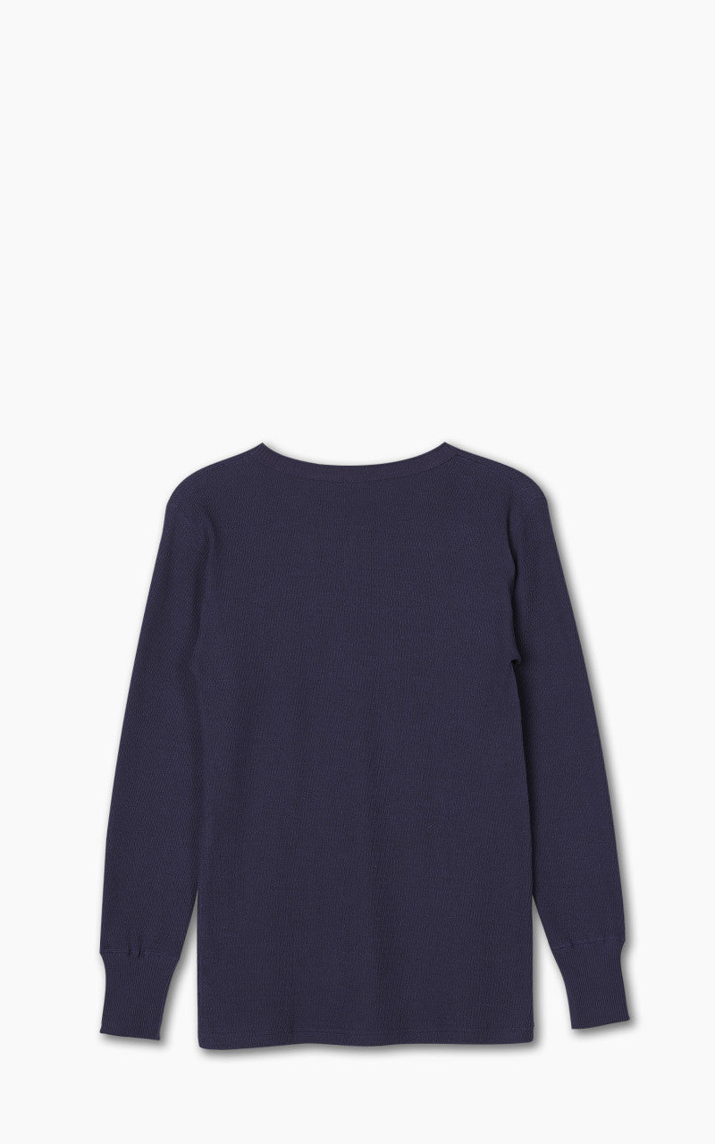 Warehouse & Co. Lot 5904 Waffle-Knit Henley Neck Long Sleeve T-Shirt Navy