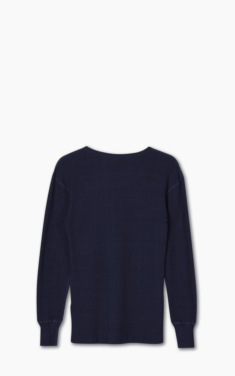 Warehouse & Co. Lot 5911 Waffle-Knit Crew Neck Long Sleeve T-Shirt Indigo
