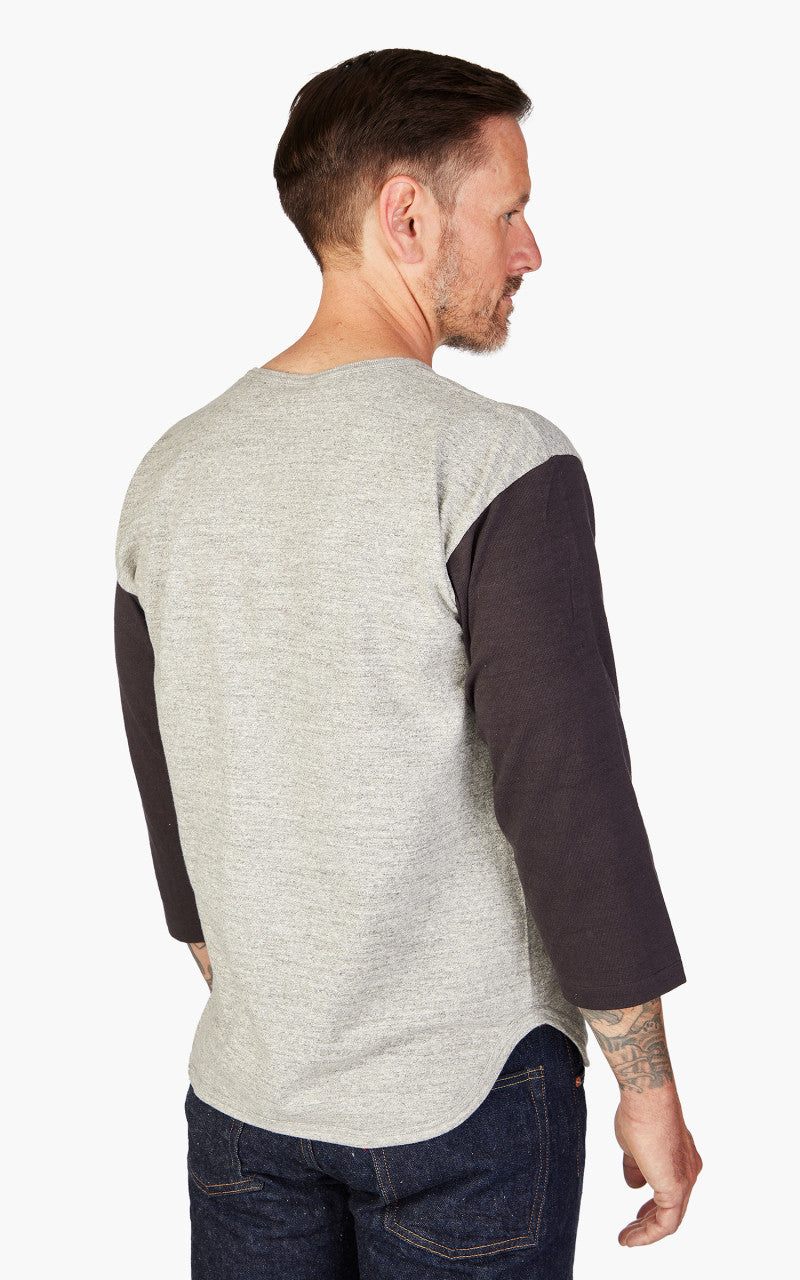 Warehouse & Co. Lot 4058 Three Quarter Baseball Henley T-Shirt Heather Grey/Sumikuro