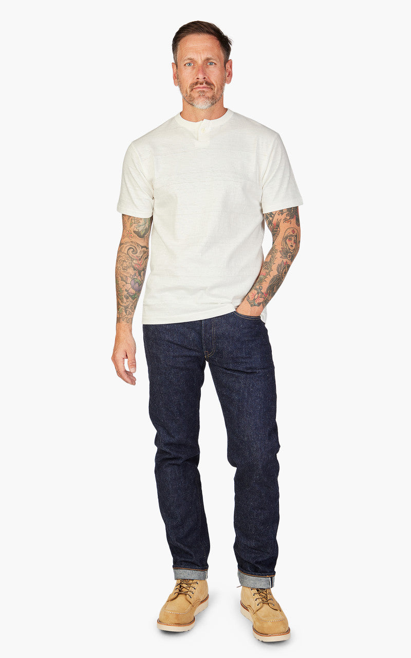 Warehouse & Co. 4082 One Button Henley T-Shirt Off White