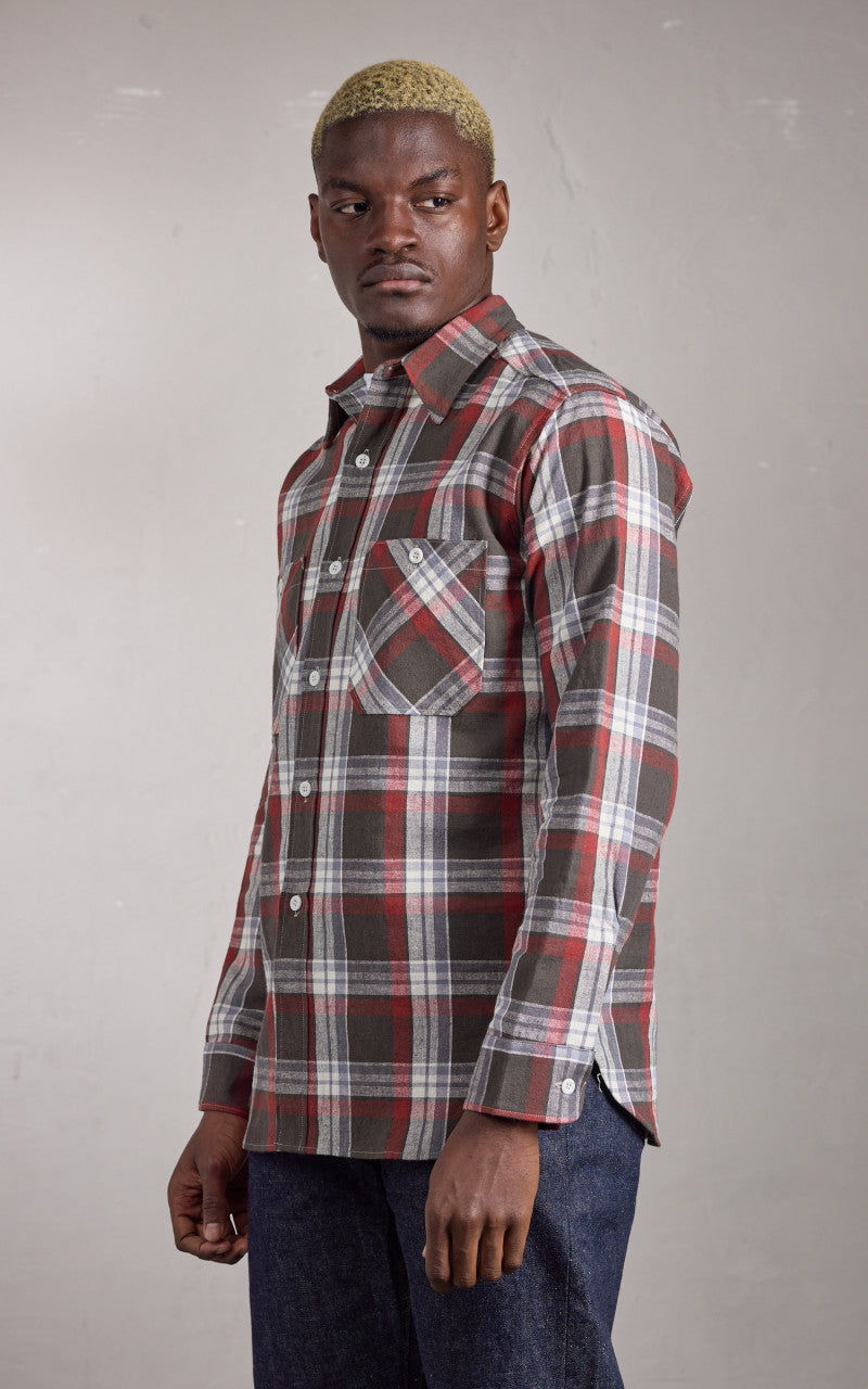 Warehouse & Co. Lot 3055 Long Sleeve Check Work Shirt Charcoal