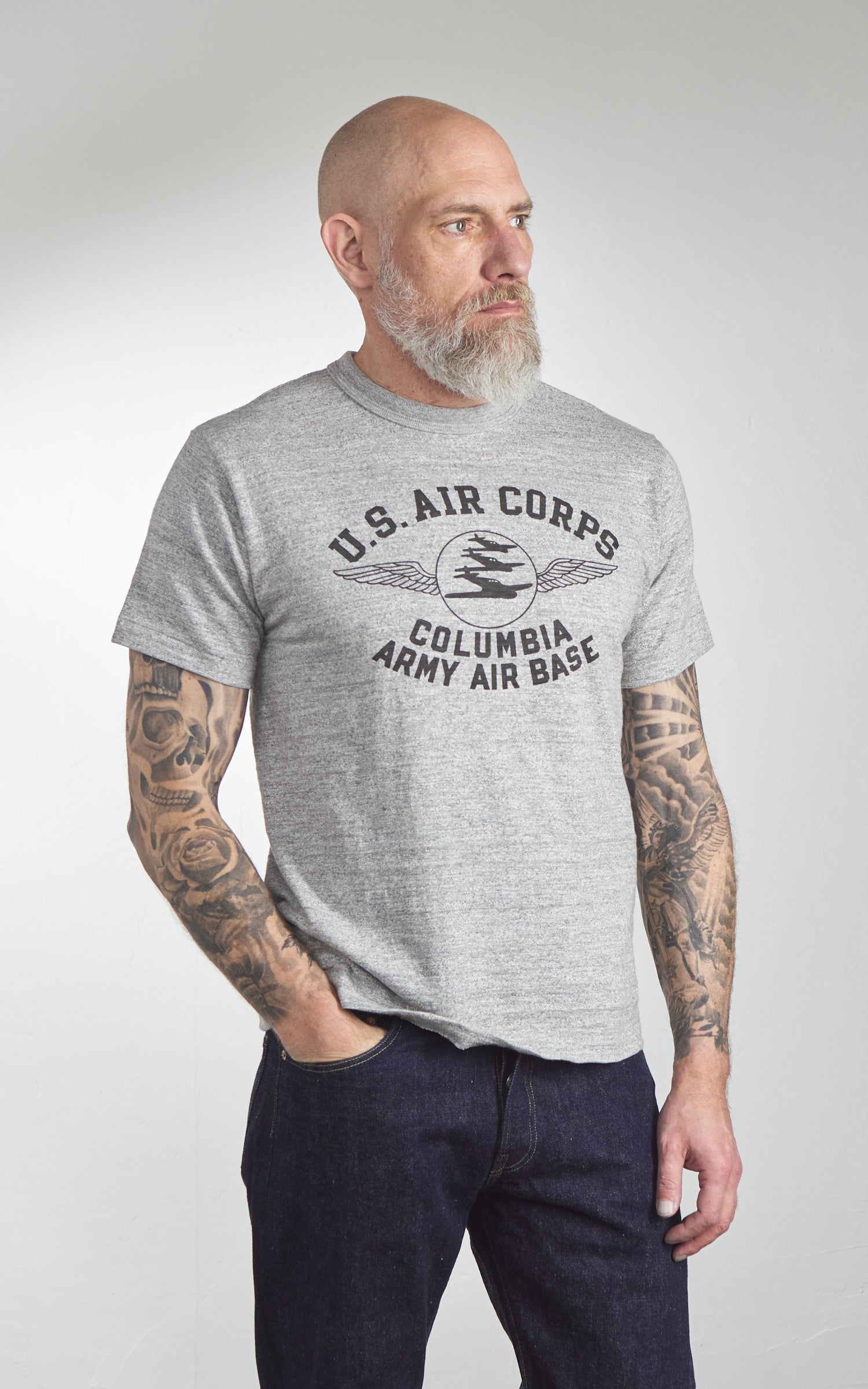 Warehouse & Co. Lot 4601 Columbia Army Air Base T-Shirt Heather Grey