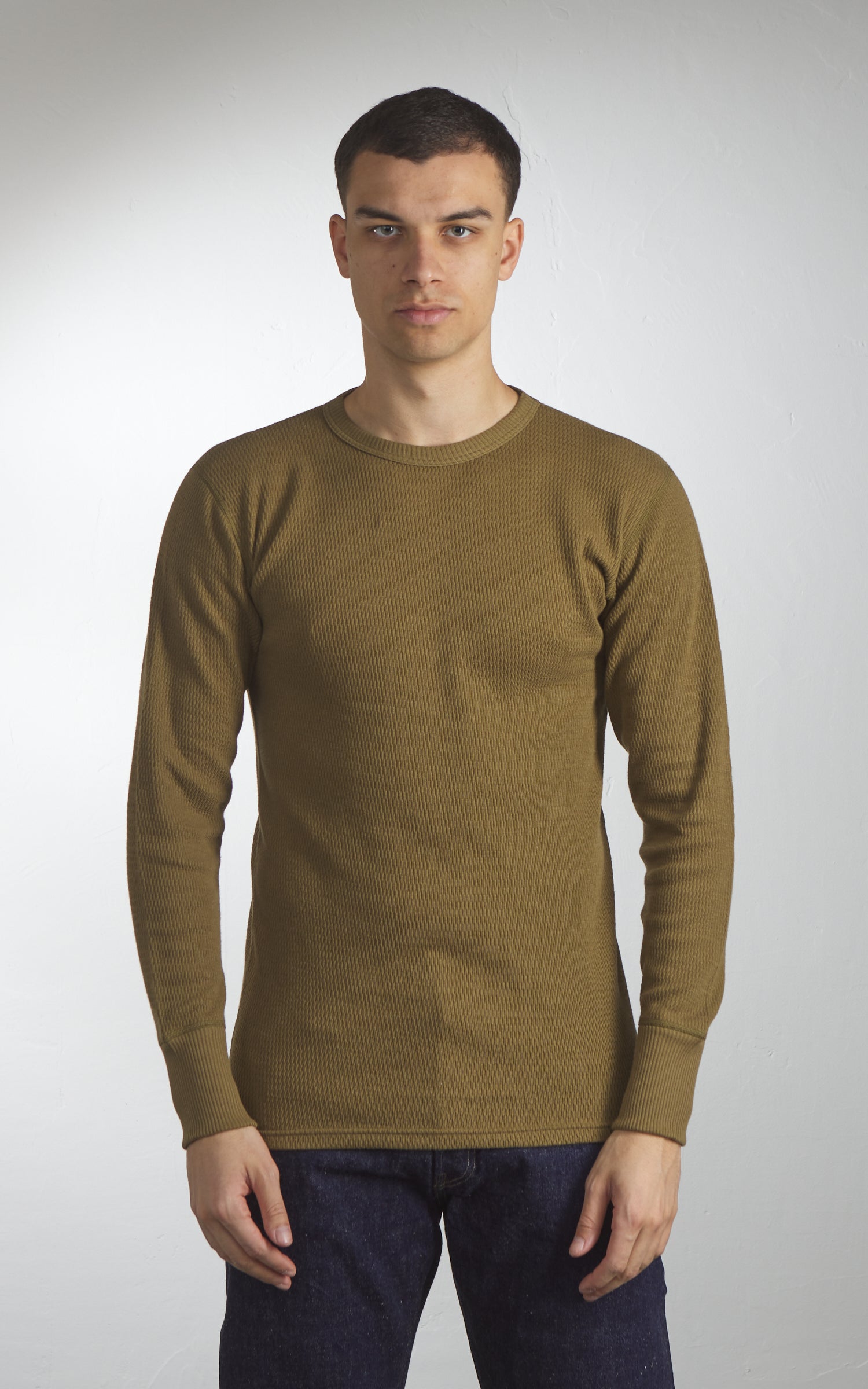 Warehouse & Co. Lot 5903 Crewneck Waffle LS T-Shirt OD Green