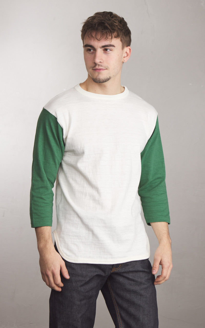 Warehouse & Co. Lot 4800 Three Quarter Baseball T-Shirt Cream/Light Green