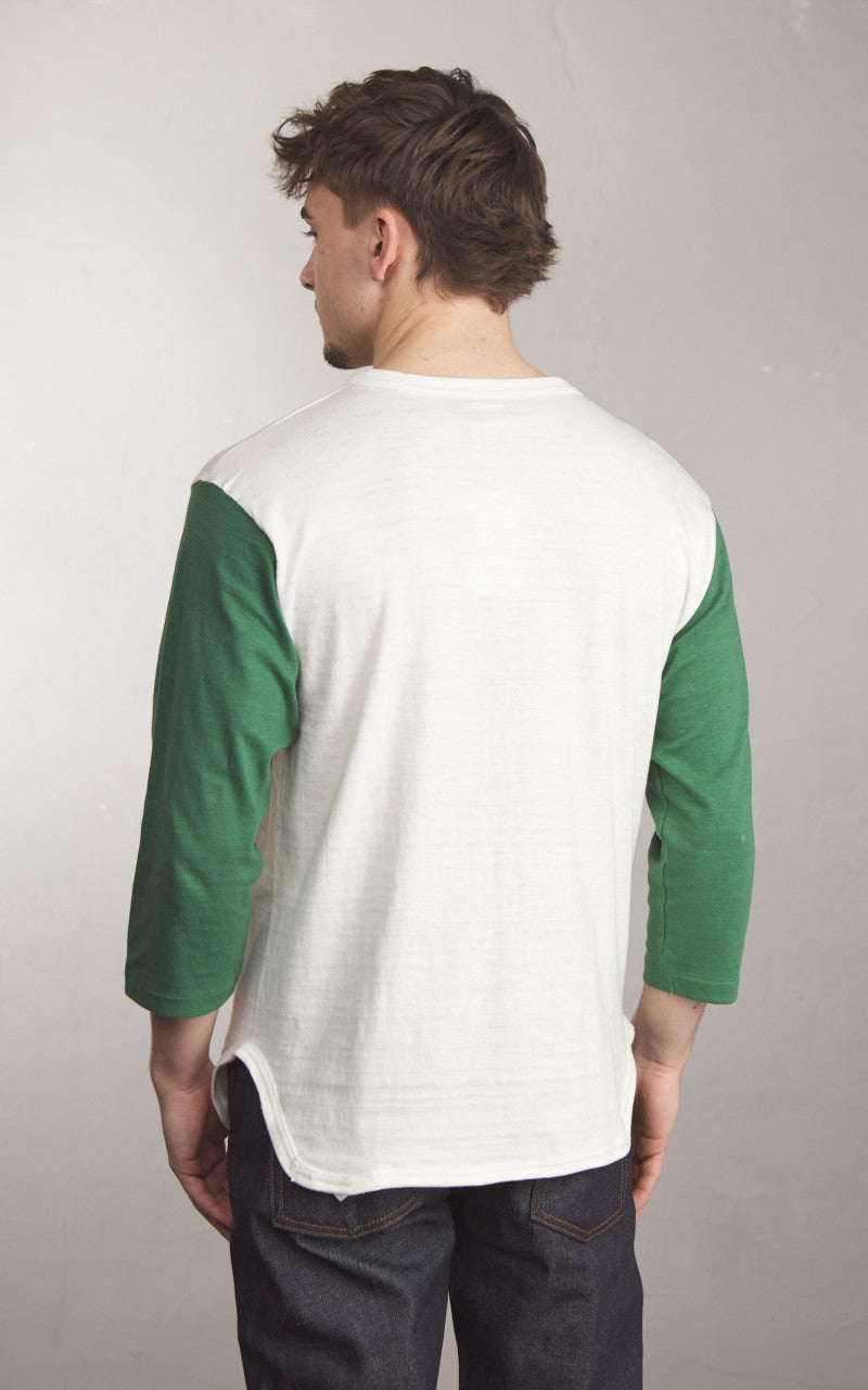 Warehouse & Co. Lot 4800 Three Quarter Baseball T-Shirt Cream/Light Green