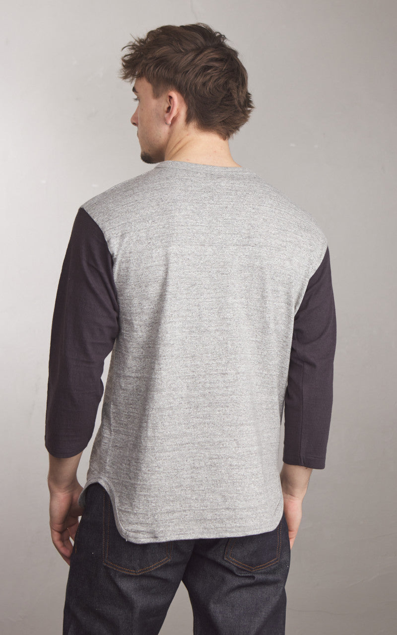 Warehouse & Co. Lot 4800 Three Quarter Baseball T-Shirt Heather Grey/Black