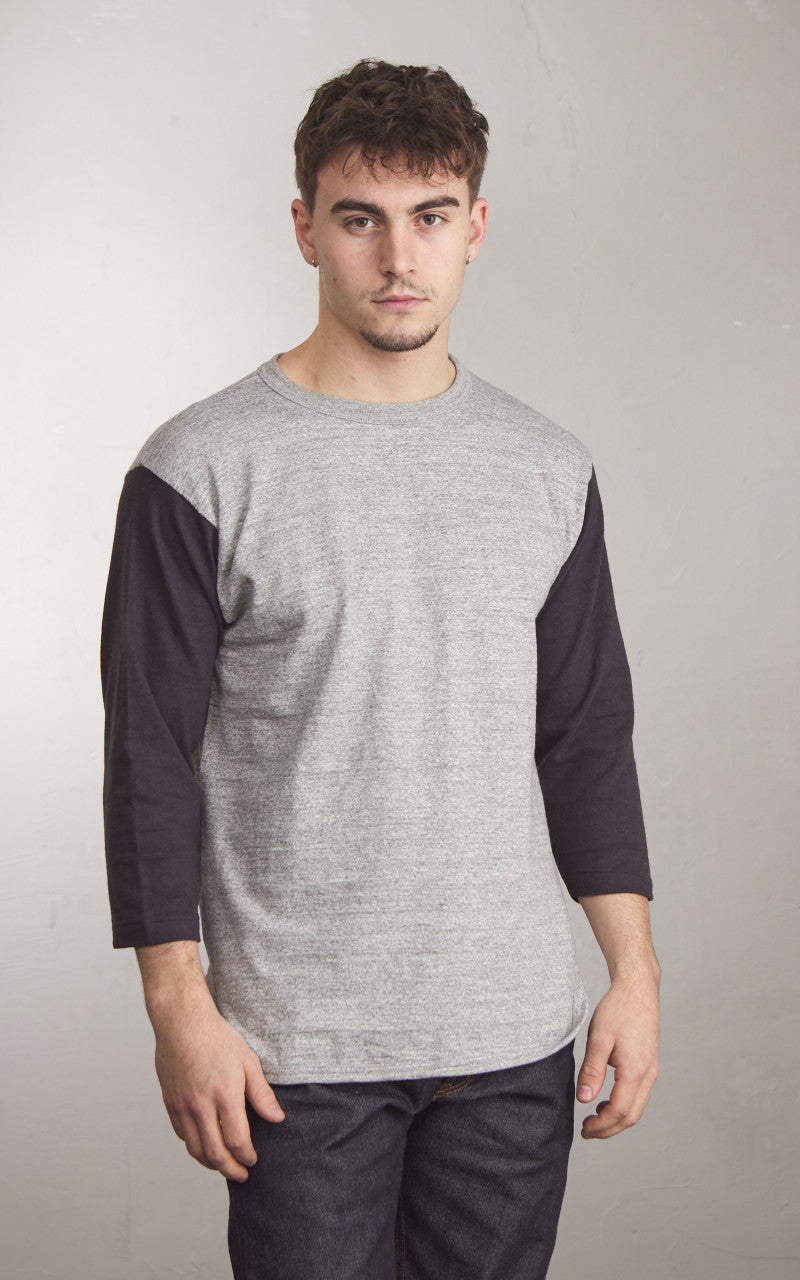 Warehouse & Co. Lot 4800 Three Quarter Baseball T-Shirt Heather Grey/Black