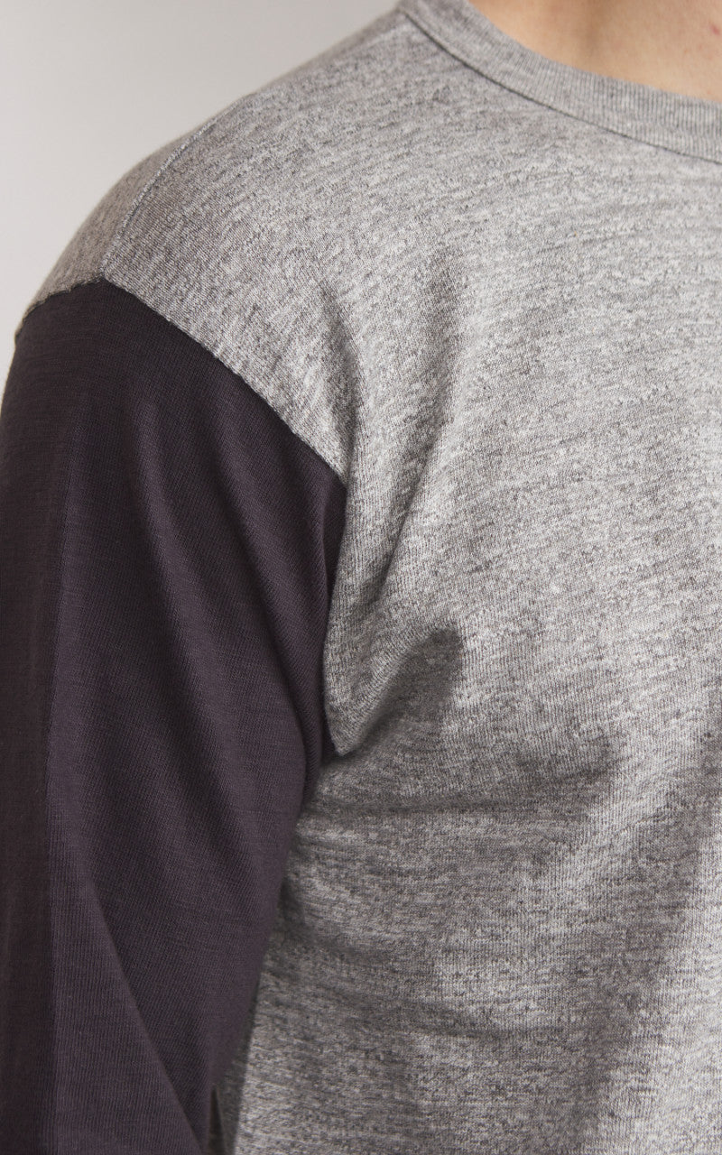 Warehouse & Co. Lot 4800 Three Quarter Baseball T-Shirt Heather Grey/Black