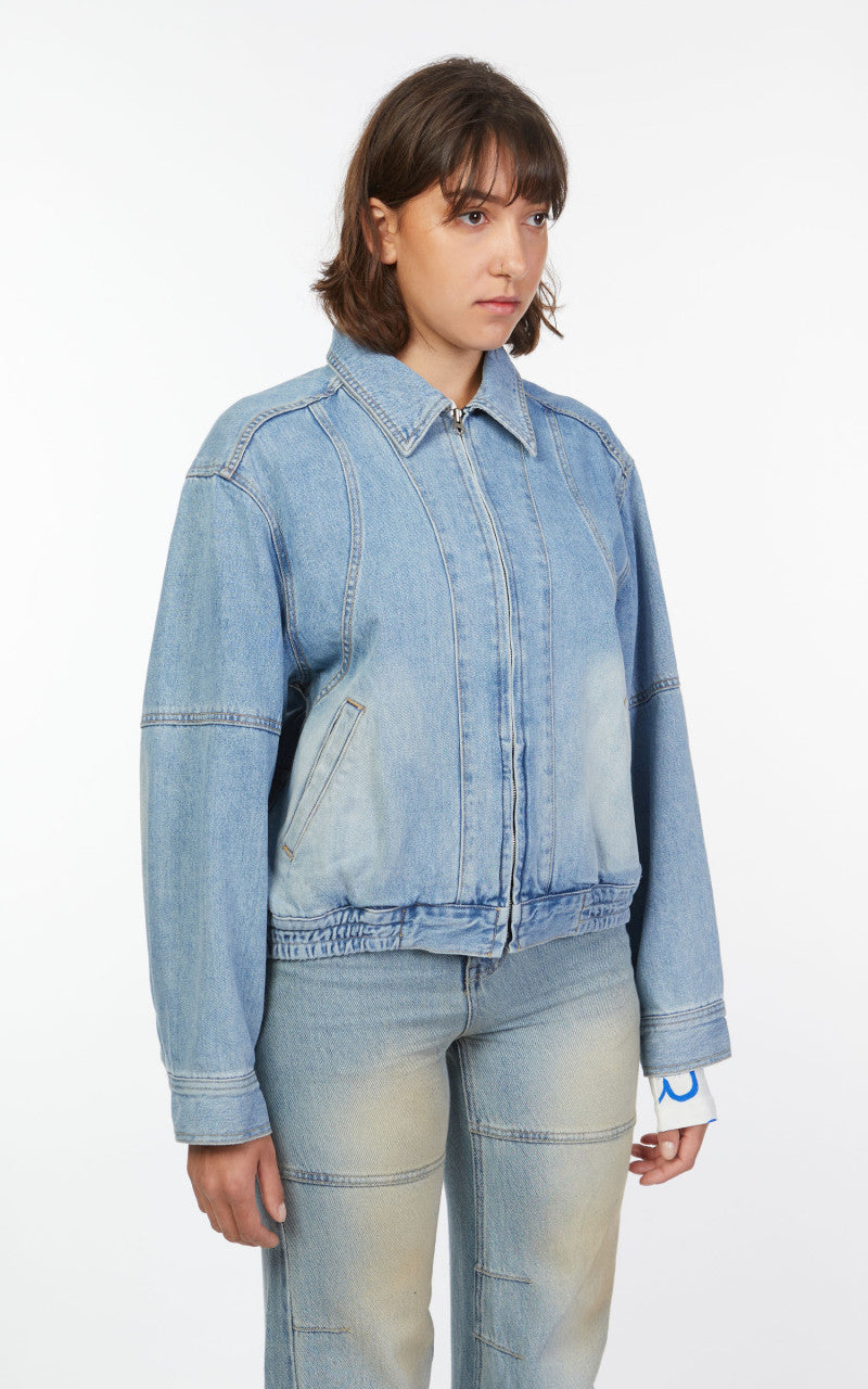 TheOpen Product Washed Denim Bomber Jacket Blue