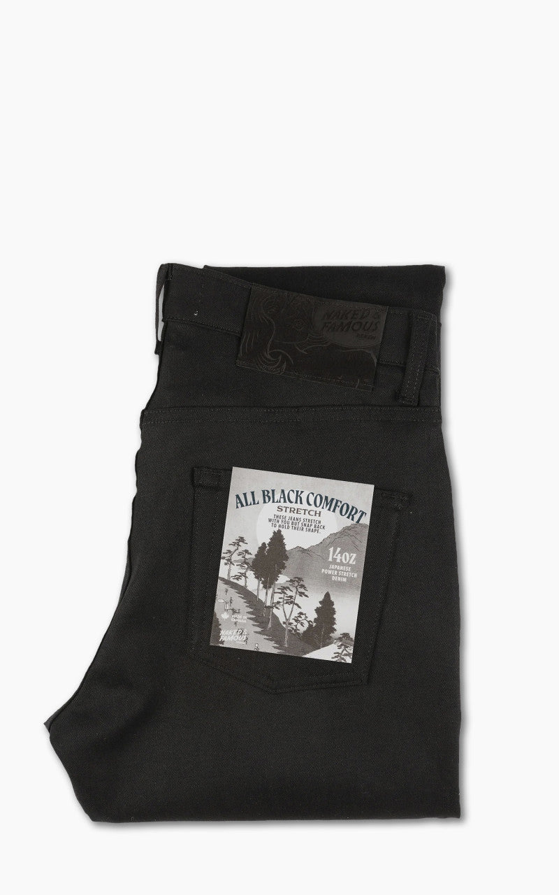 Naked & Famous Denim Weird Guy Denim All Black Comfort Stretch 14oz