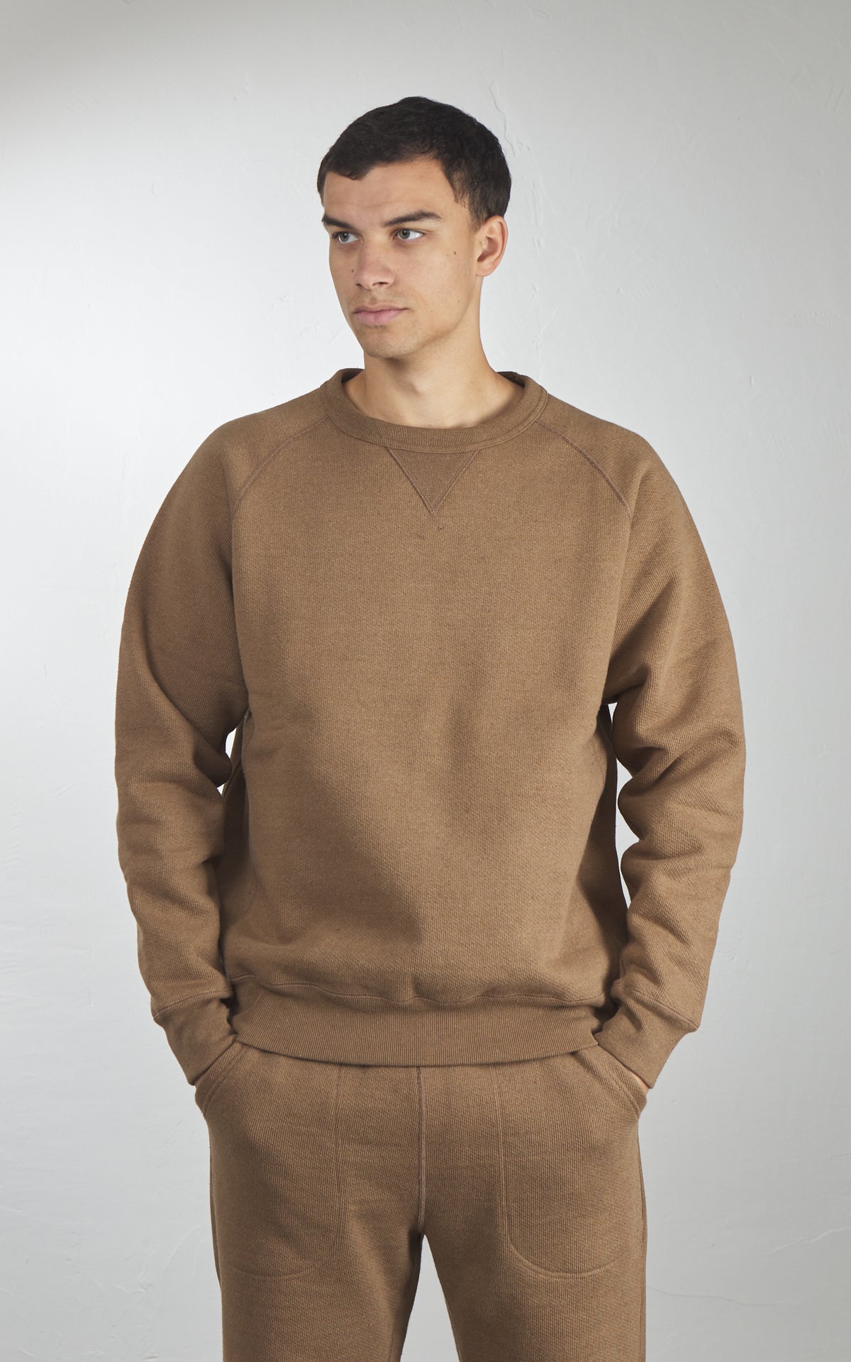 Wonder Looper Crewneck Iron Mordant Foxfibre® Double Heavyweight French Terry Coyote 80