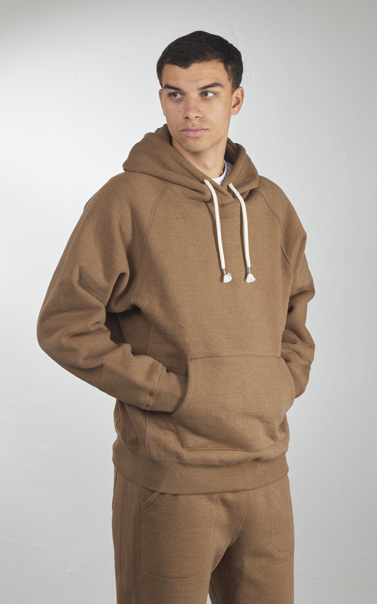Wonder Looper Pullover Hoodie Iron Mordant Foxfibre® Double Heavyweight French Terry Coyote 80