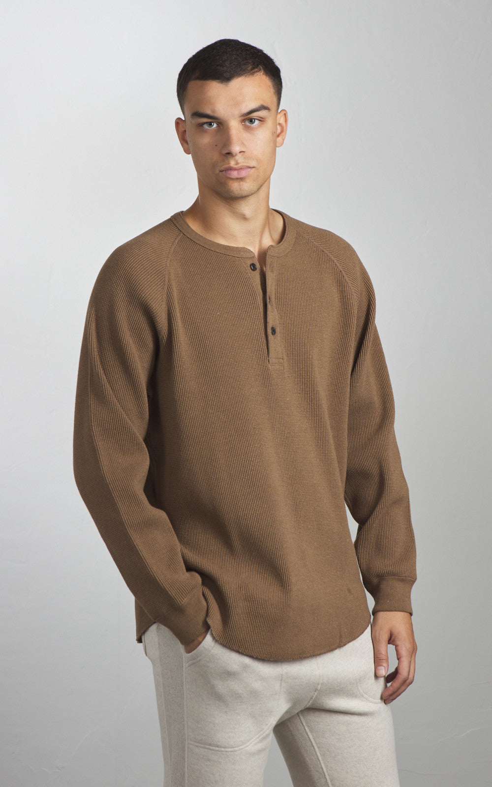 Wonder Looper Henley Iron Mordant Foxfibre® Heavyweight Waffle