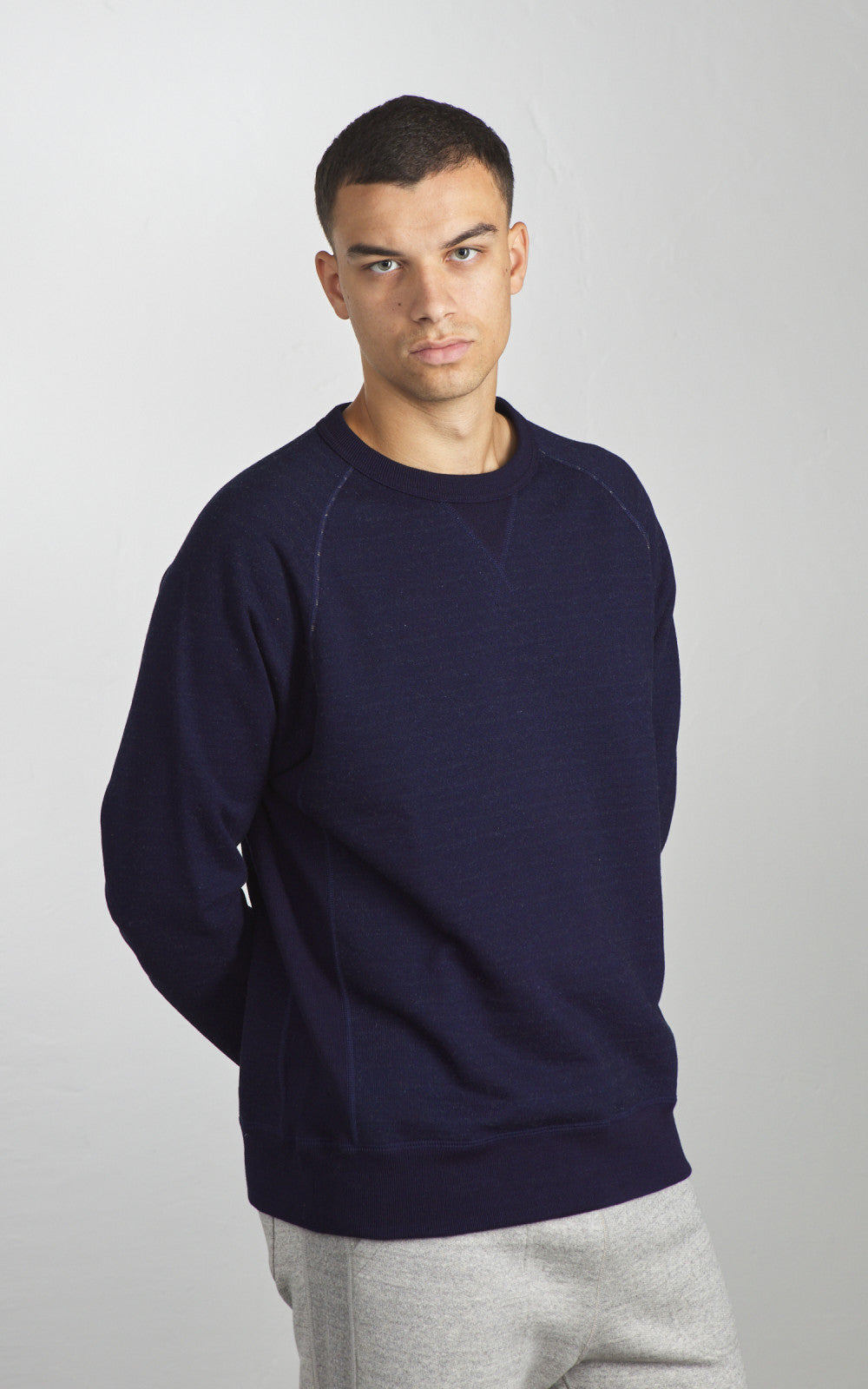 Wonder Looper Pullover Crewneck Real Indigo Blanket Striped French Terry Indigo