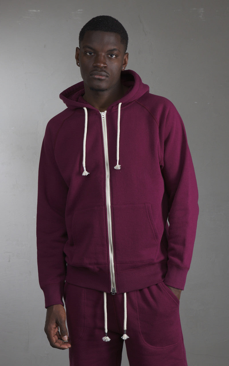 Wonder Looper Zip Hoodie Super Looper French Terry Burgundy