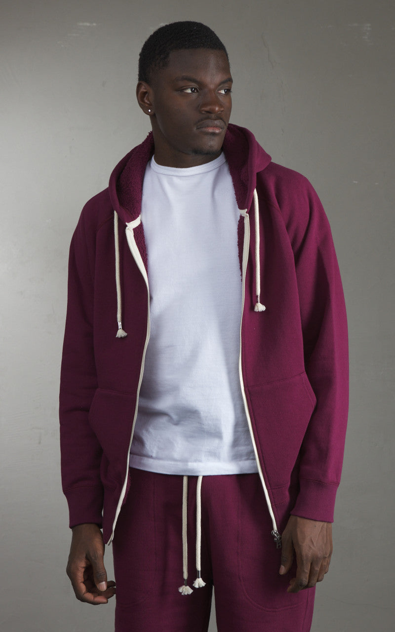 Wonder Looper Zip Hoodie Super Looper French Terry Burgundy