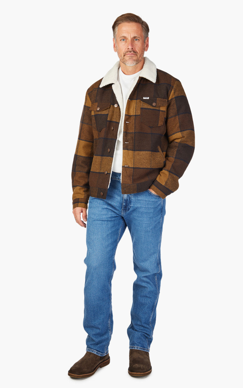 Wrangler Wool Trucker Jacket Yellow Check