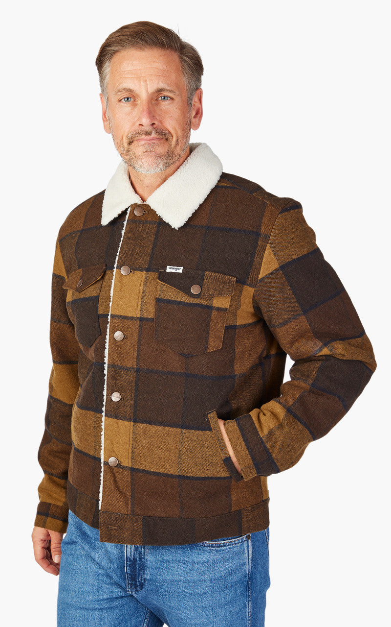 Wrangler Wool Trucker Jacket Yellow Check