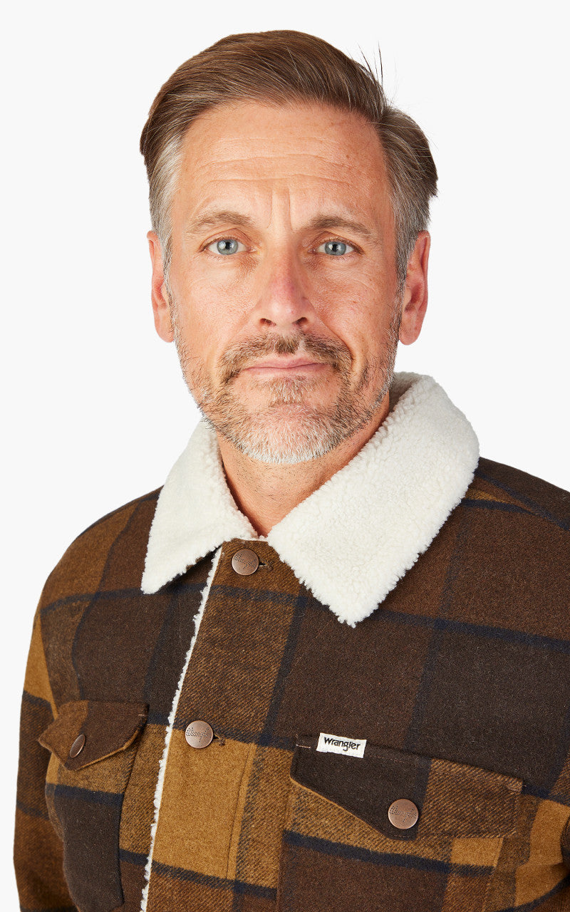 Wrangler Wolle Trucker Jacke Gelb Kariert