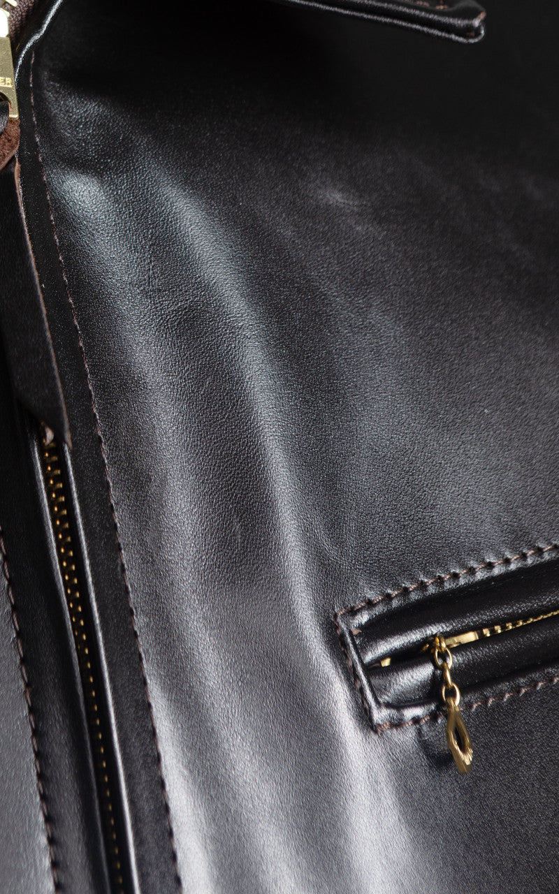 Y'2 Leather PR-65 Vintage Horsehide Light Single Riders Leather Jacket Black