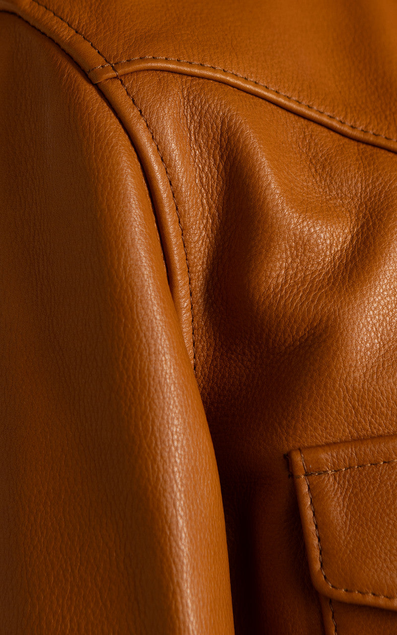 Y'2 Leather Steer Oil Leather Western Shirt Camel