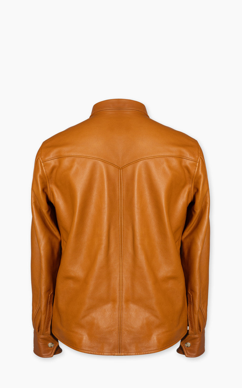Y'2 Leather Steer Oil Leather Western Shirt Camel