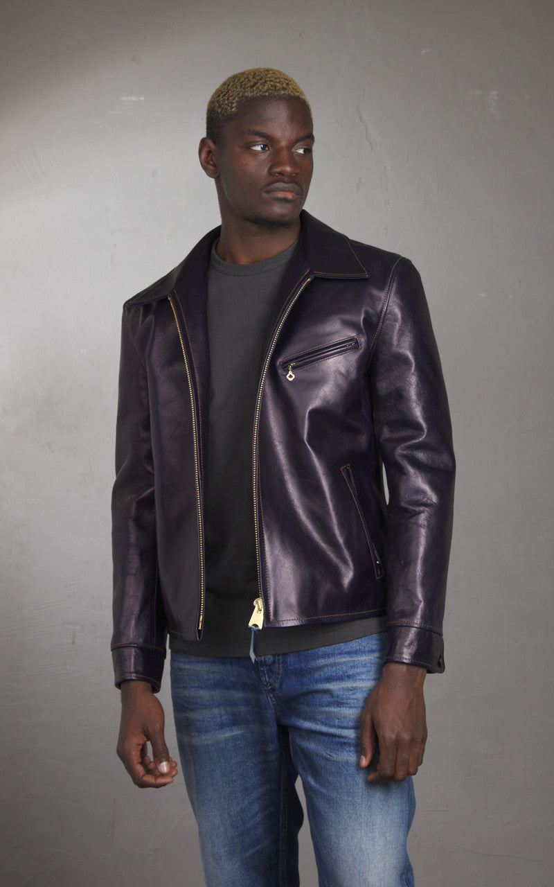 Y'2 Leather IR-42 Horsehide Single Riders Leather Jacket Indigo