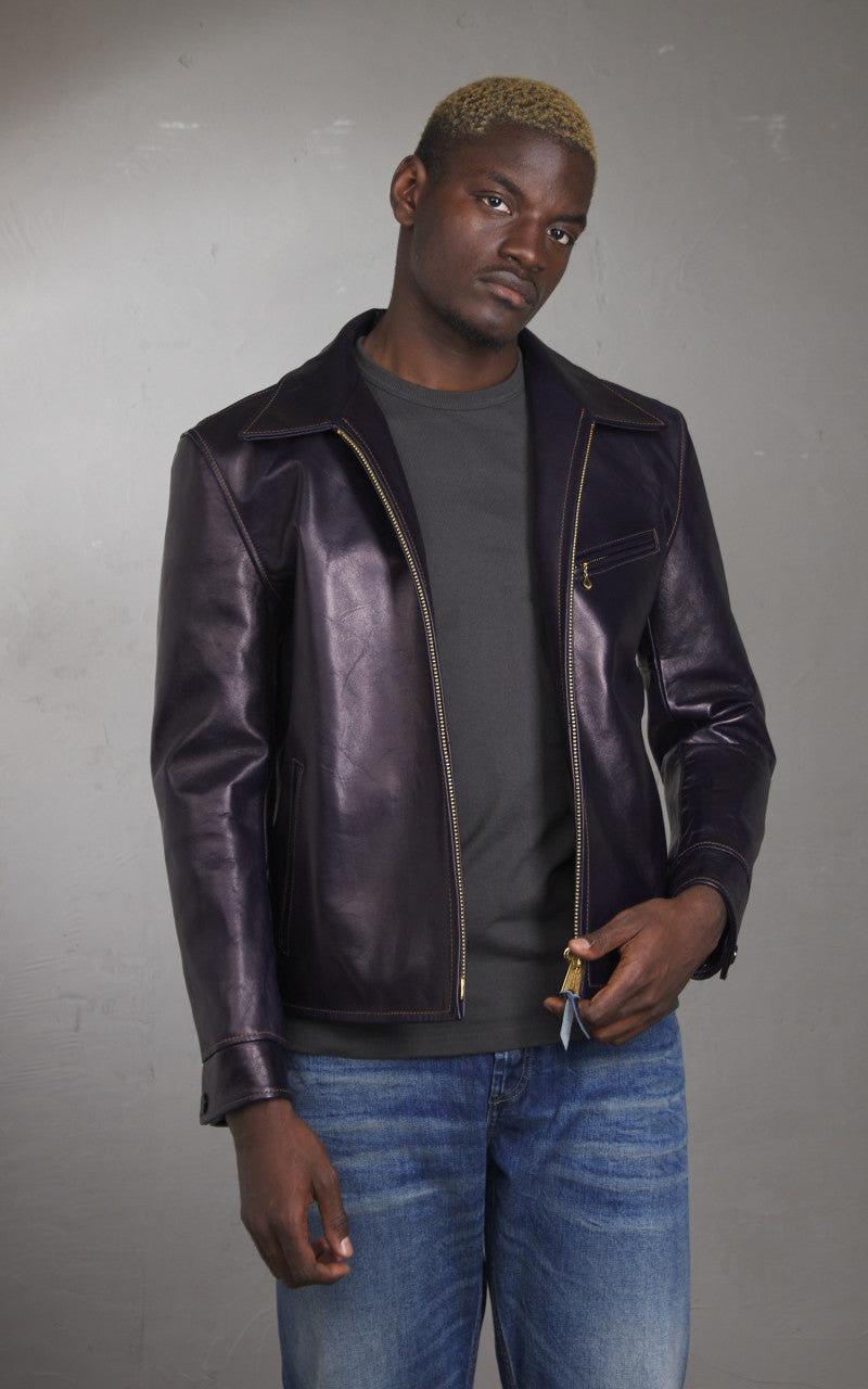 Y'2 Leather IR-42 Horsehide Single Riders Leather Jacket Indigo