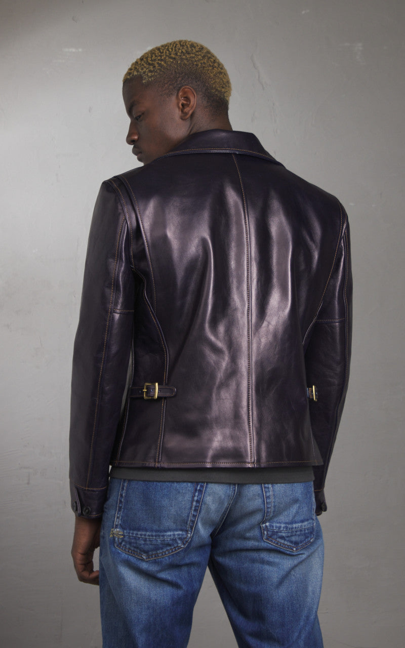 Y'2 Leather IR-42 Horsehide Single Riders Leather Jacket Indigo