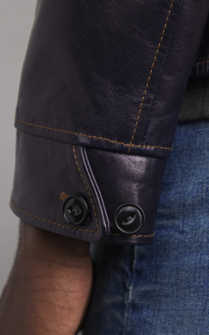 Y'2 Leather IR-42 Horsehide Single Riders Leather Jacket Indigo