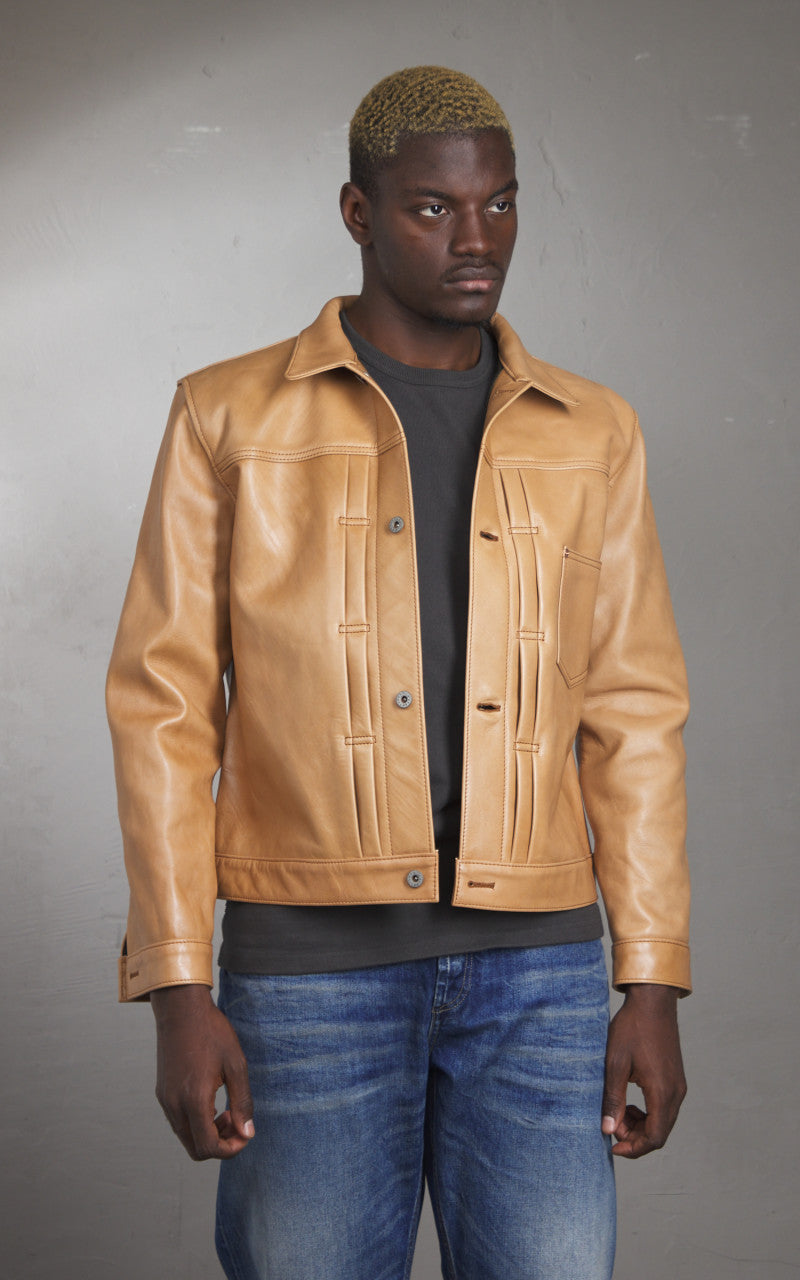 Y'2 Leather KB-140-T Horsehide Type I Leather Jacket Persimmon Dyed Kakishibu