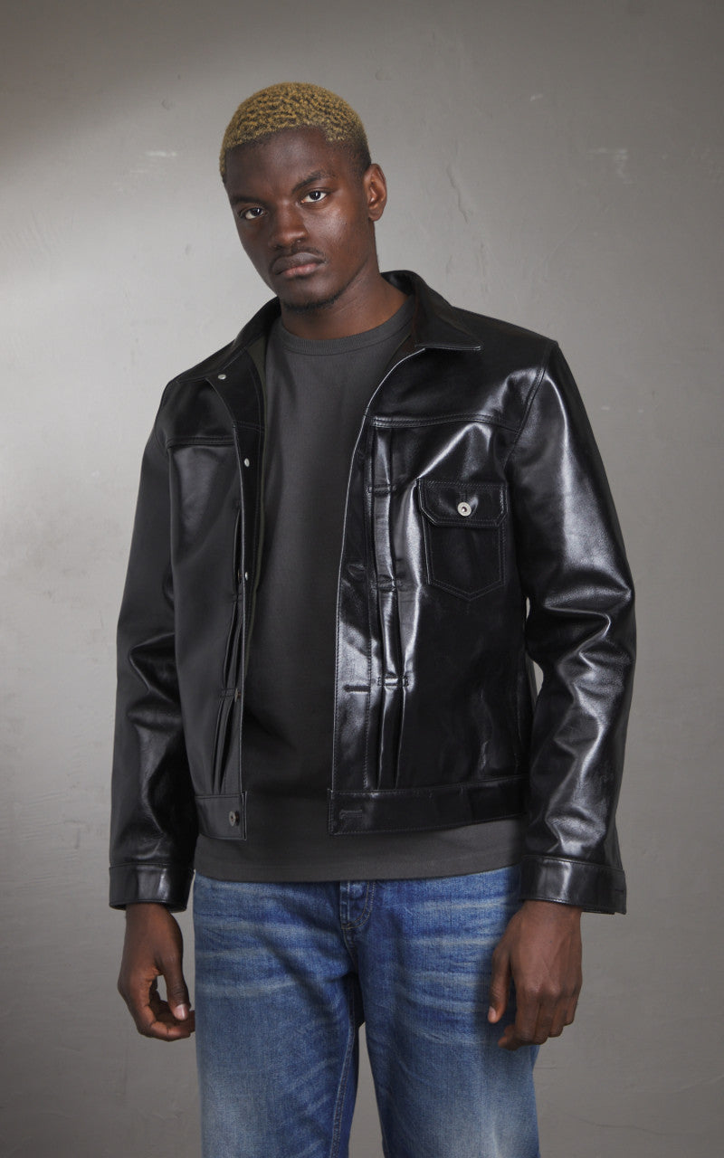 Y'2 Leather LB-140 Horsehide Aniline Type I Leather Jacket Black