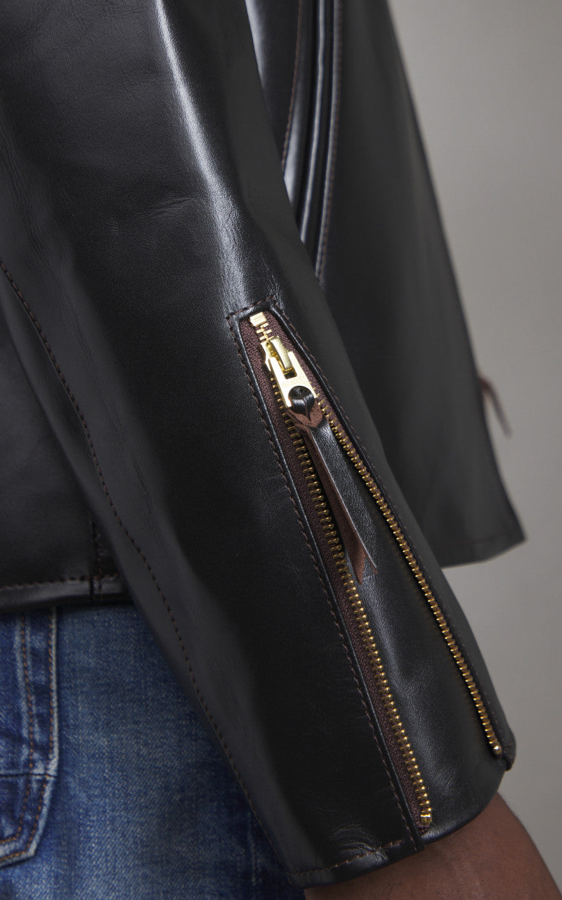 Y'2 Leather PR-64 Vintage Horsehide Single Riders Leather Jacket Black