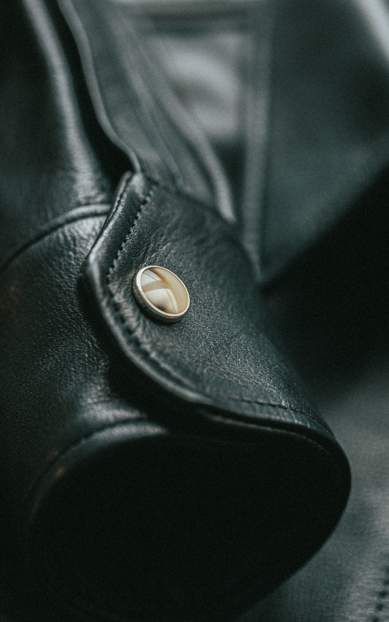 Y'2 Leather Steer Oil Leather Western Shirt Black