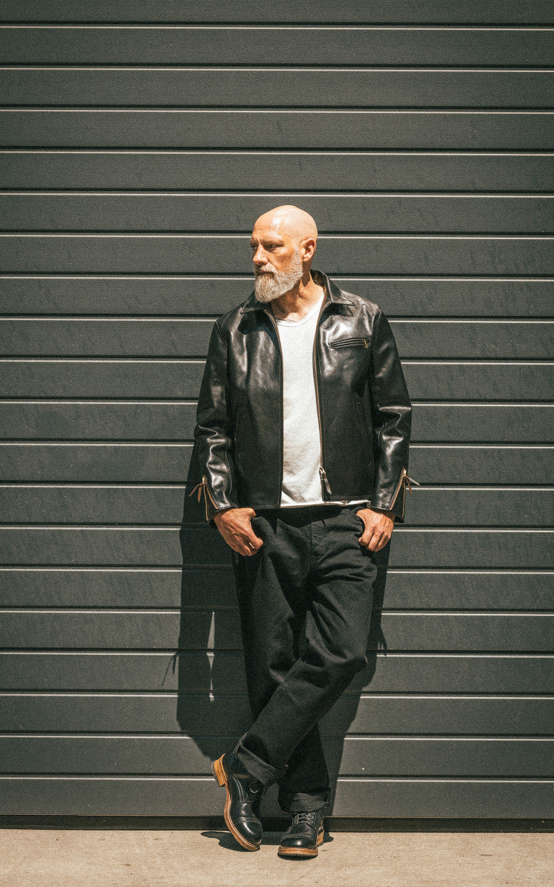 Y'2 Leather PR-65 Vintage Horsehide Light Single Riders Leather Jacket Black