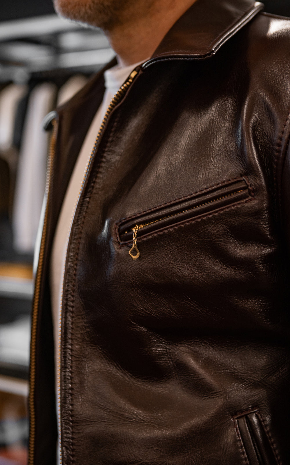 Y'2 Leather LSR-42 Aniline Steer Single Breasted Jacket Cherry