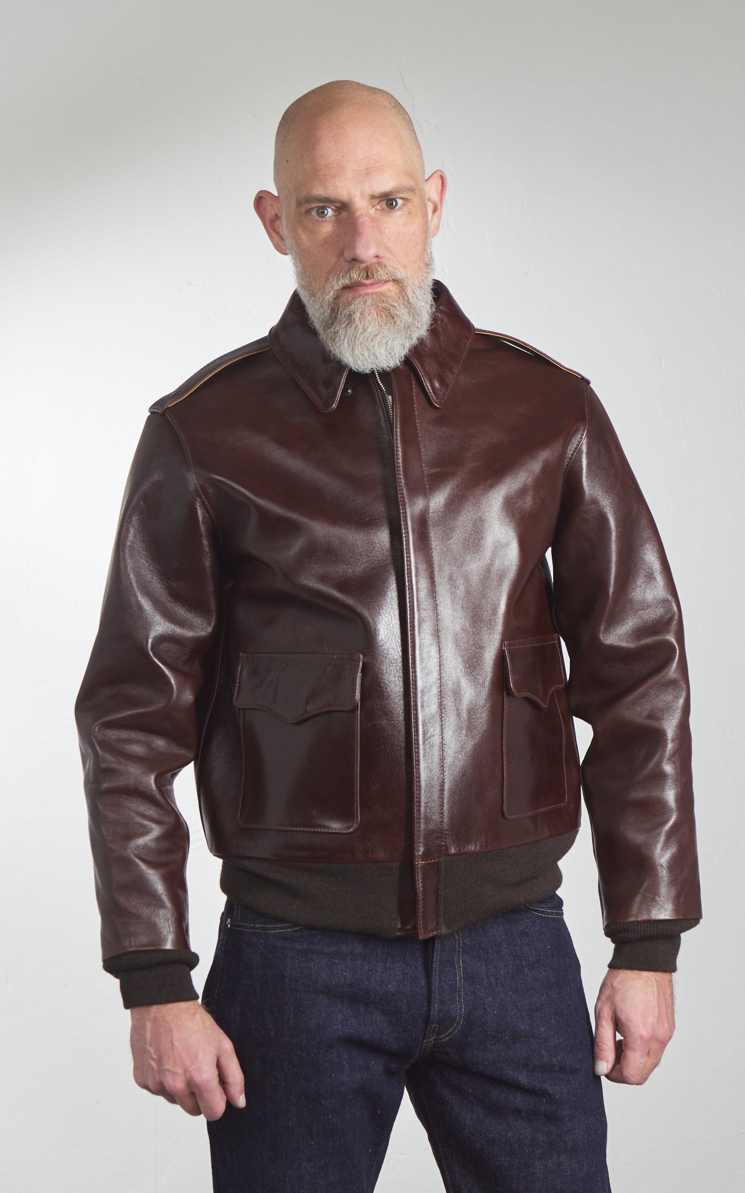 Y'2 Leather A-2 Type Pull Up Leather Jacket Brown