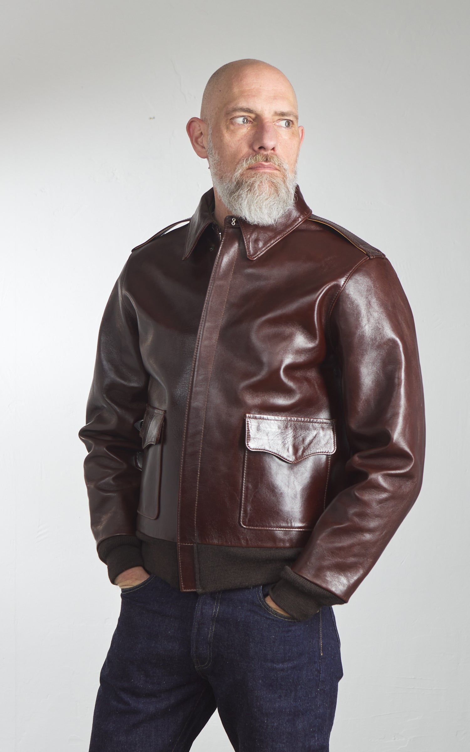 Y'2 Leather A-2 Type Pull Up Leather Jacket Brown