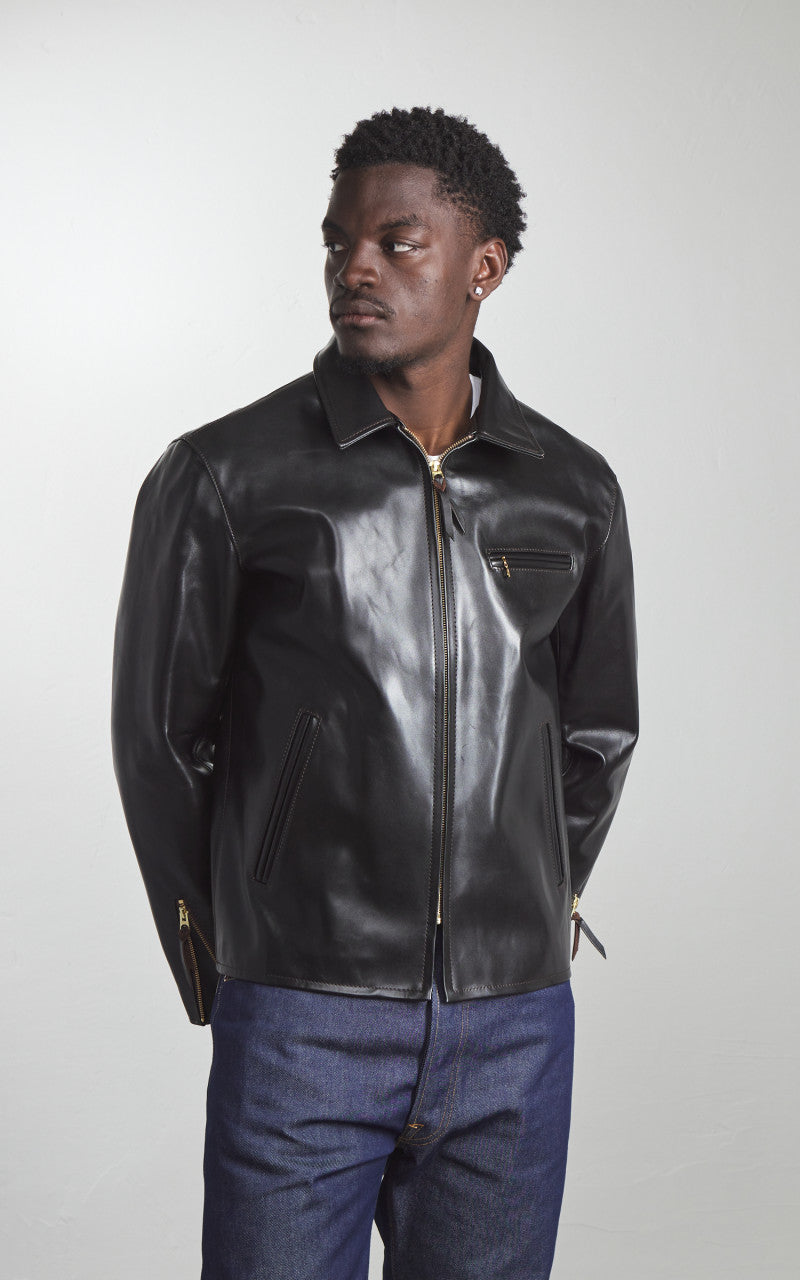 Y'2 Leather PR-65 Vintage Horsehide Light Single Riders Leather Jacket Black