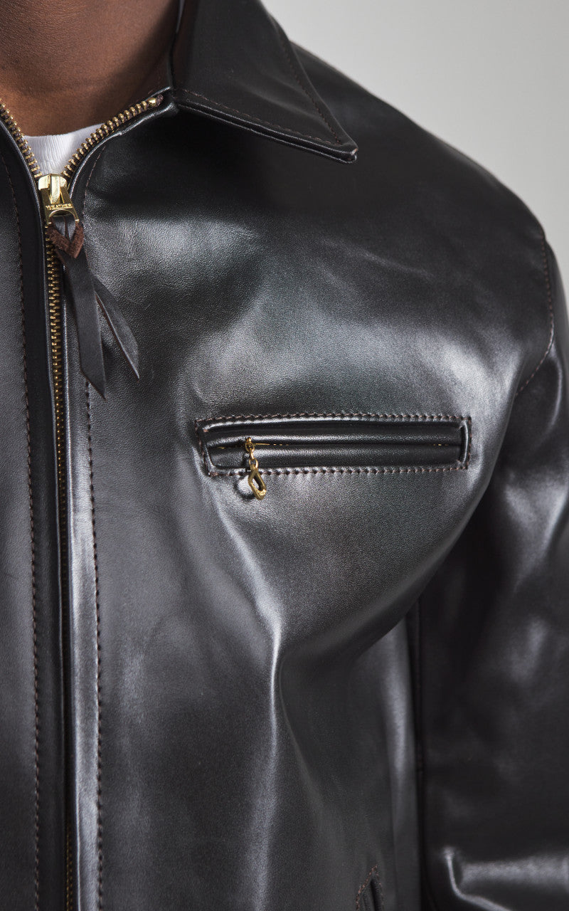 Y'2 Leather PR-65 Vintage Horsehide Light Single Riders Leather Jacket Black